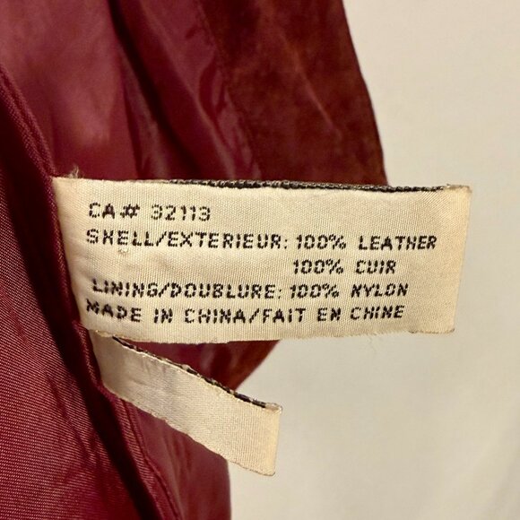 Women's Burgundy Leather Jacket - Picture 6 of 7